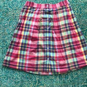 J Crew Button-front plaid skirt